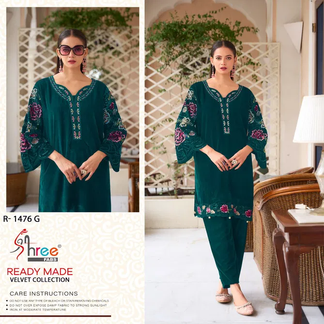 R 1476 By Shree Embroidery Velvet Pakistani Top With Bottom Wholesale Price In Surat
